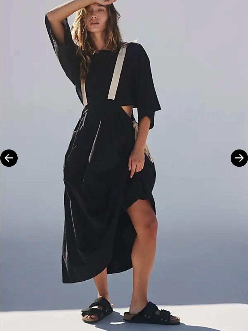 Free People Black Midi Dress with Strap Detail